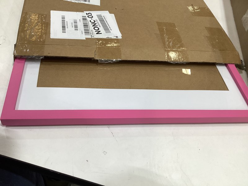Condition photo showing As Is for wyooxoo 18x24 Poster Frame Pink Made of Solid Wood Picture Frames Display Pictures 16x20 with Mat or 18x24 Without Mat Colorful Frame For Horizontal Vertical Wall Mounting Pink 18" x 24" ( 1 Pack )