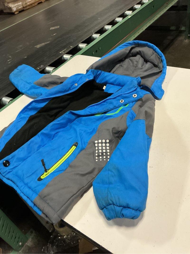 Condition photo showing As Is for vinmin boys winter fleece lined hooded jacket, outdoor casual warm coat | cozy soft windproof zip up insulated outerwear, little & big kids daily school wear for spring fall & cold weather