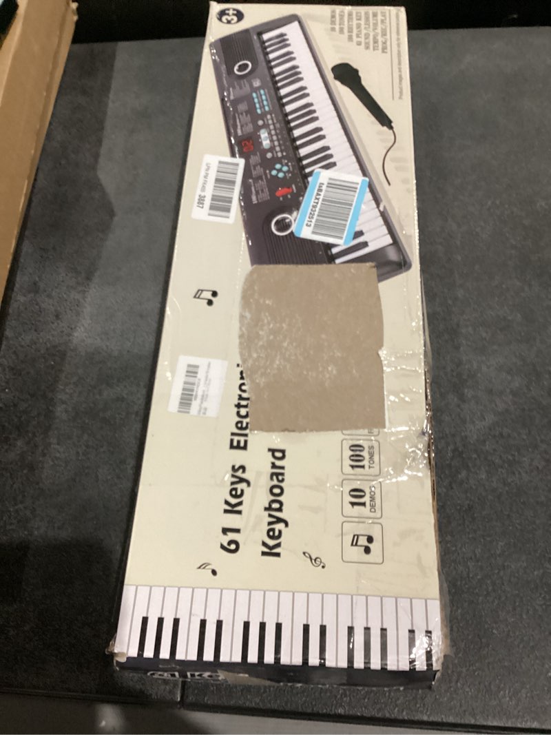 Condition photo showing As Is for 61 Keys Piano Keyboard, Electronic Digital Piano with Built-in Speaker Microphone, Portable Keyboard Gift Teaching for Beginners, Electric Piano for Kids, Birthday Gift for Children Black