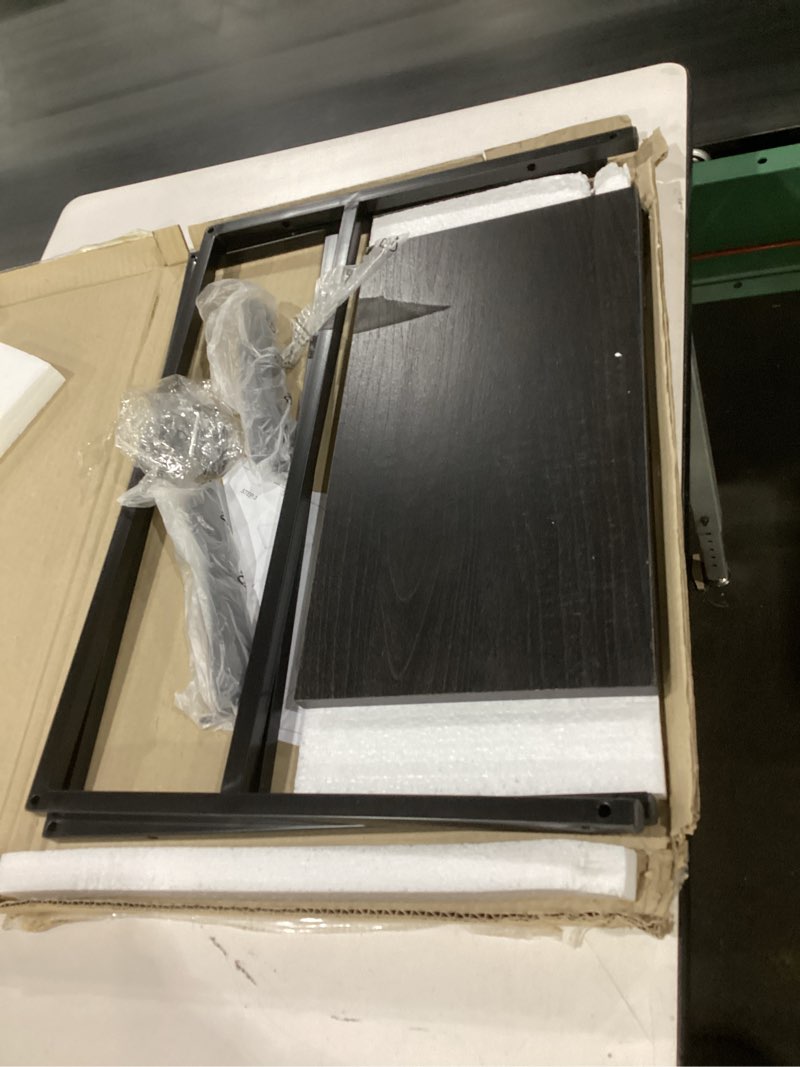 Condition photo showing As Is for furinno c-shaped side table, metal frame end table, night stand, bedside table, for living room, bedroom, americano americano c-shaped with metal frame