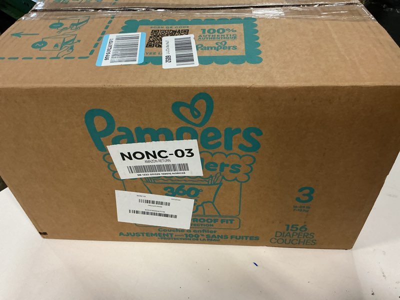 Condition photo showing New/Like New for pampers diapers - swaddlers 360° - size 3, 156 count, up to 100% leakproof comfy dry fit, designed for easy changes, pull on baby diaper (packaging may vary) size 3 156