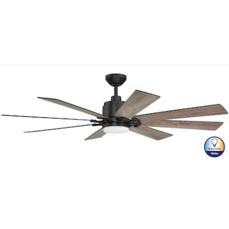 harbor breeze talamore 60-in matte black with auburn/weathered oak blades led covered