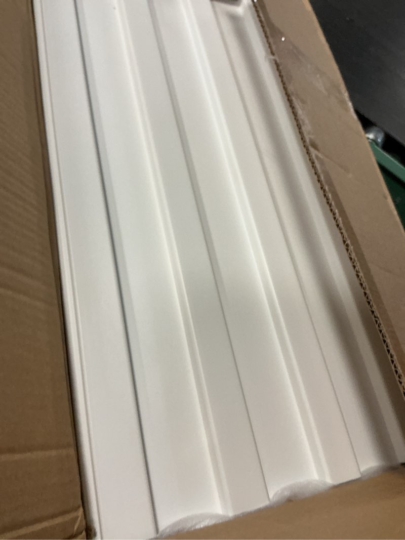 Condition photo showing Good Condition for reliancer pvc slat wall panels,4ft by 8ft (32 sqft) garage wall organizer storage system,interlocking slatwall paneling sheets,workshop slatwall shelves tools organization,wall mounted storage rack 4ft x 8ft