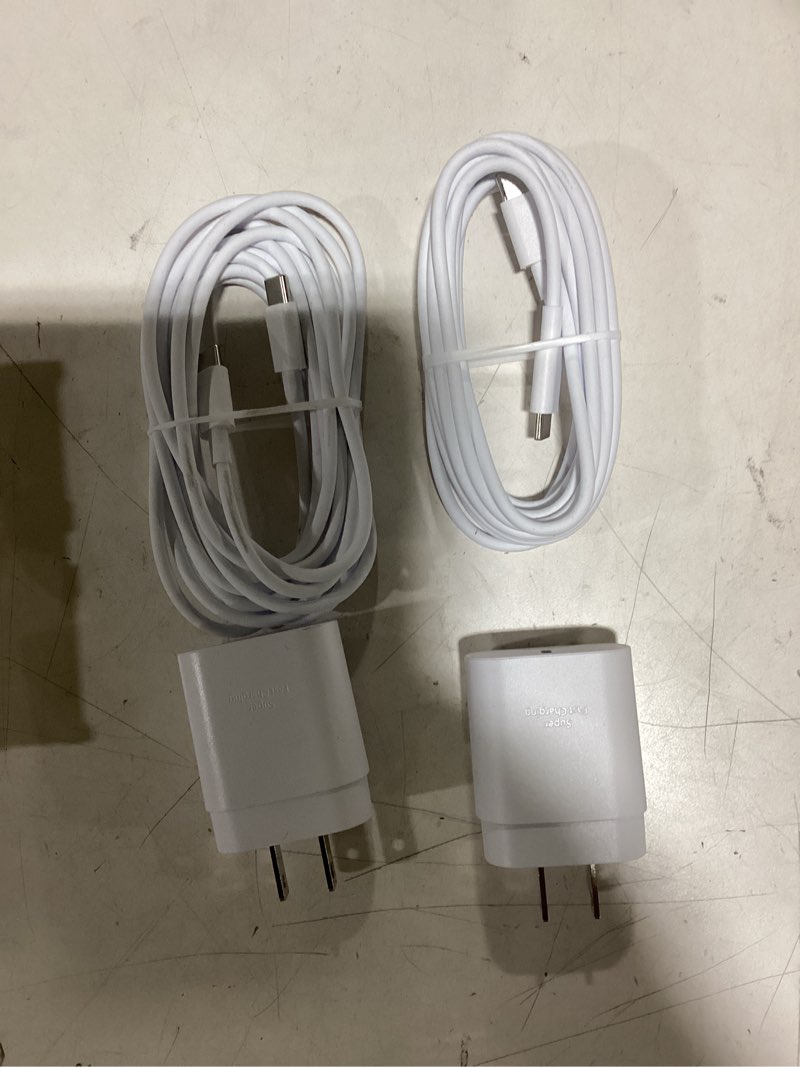 Condition photo showing New/Like New for Samsung Super Fast Charger,25W Samsung Charger Fast Charging Block,2Pack Type C Android Phone Charger,USB C Cable for Samsung Galaxy S25Ultra/S24+/S23 FE/S22/S21+/S20/A14/A54/Z Fold 7/6/5/Z Flip 7/6/5 White 10FT 2Pack