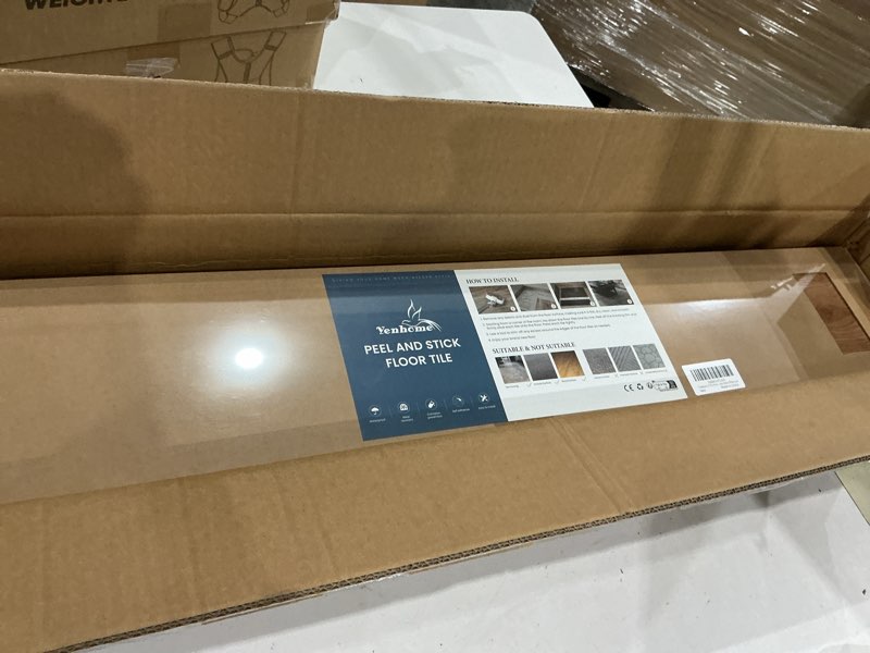 Condition photo showing New/Like New for self adhesive vinyl flooring peel and stick floor tiles 12"x12" waterproof scratch resistant brown wood flooring plank for bathroom kitchen renters apartment home décor 3pcs 3 sq.ft coverage yenhome 3 tiles(12"x12") brown 3