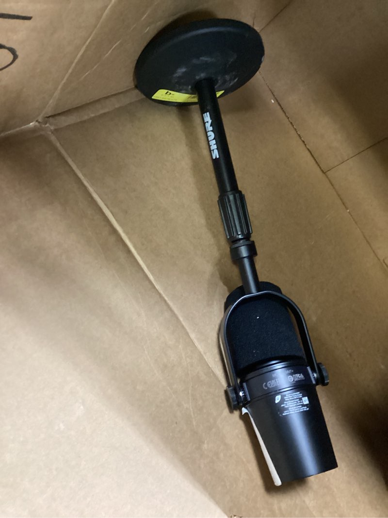 Condition photo showing As Is for shure mv7+ hybrid output usb-c & xlr podcast microphone & desktop stand (black)