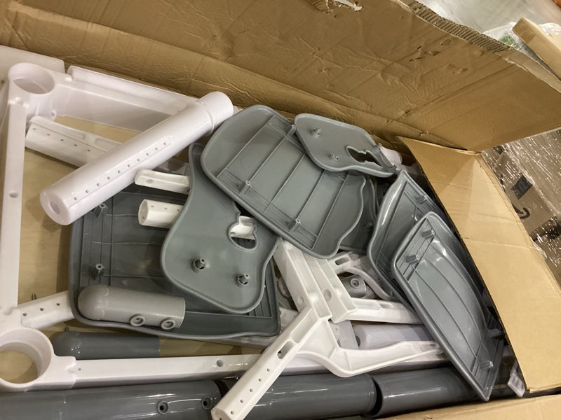 Condition photo showing As Is for FUNLIO Kids Table and 4 Chairs Set for Ages 3-8, Height Adjustable Toddler Table and Chair Set, Easy to Wipe Arts & Crafts Table, for Classrooms/Daycares/Homes, CPC & CE Approved (5-Piece Set) - Gray 23.5in*47in Rectangle - Grey