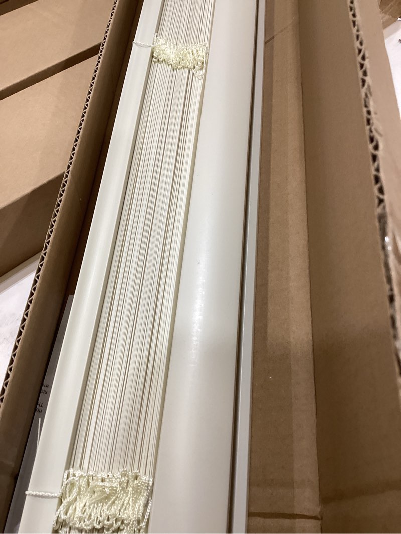 Condition photo showing Good Condition for LOTUS & WINDOWARE Cordless Mini Blind, 1" Vinyl Slats, 35" Wide x 64" Long - Alabaster, Window Blinds for Home and Office, Interior Door Blinds - Light Filtering 35"W x 64"H Alabaster