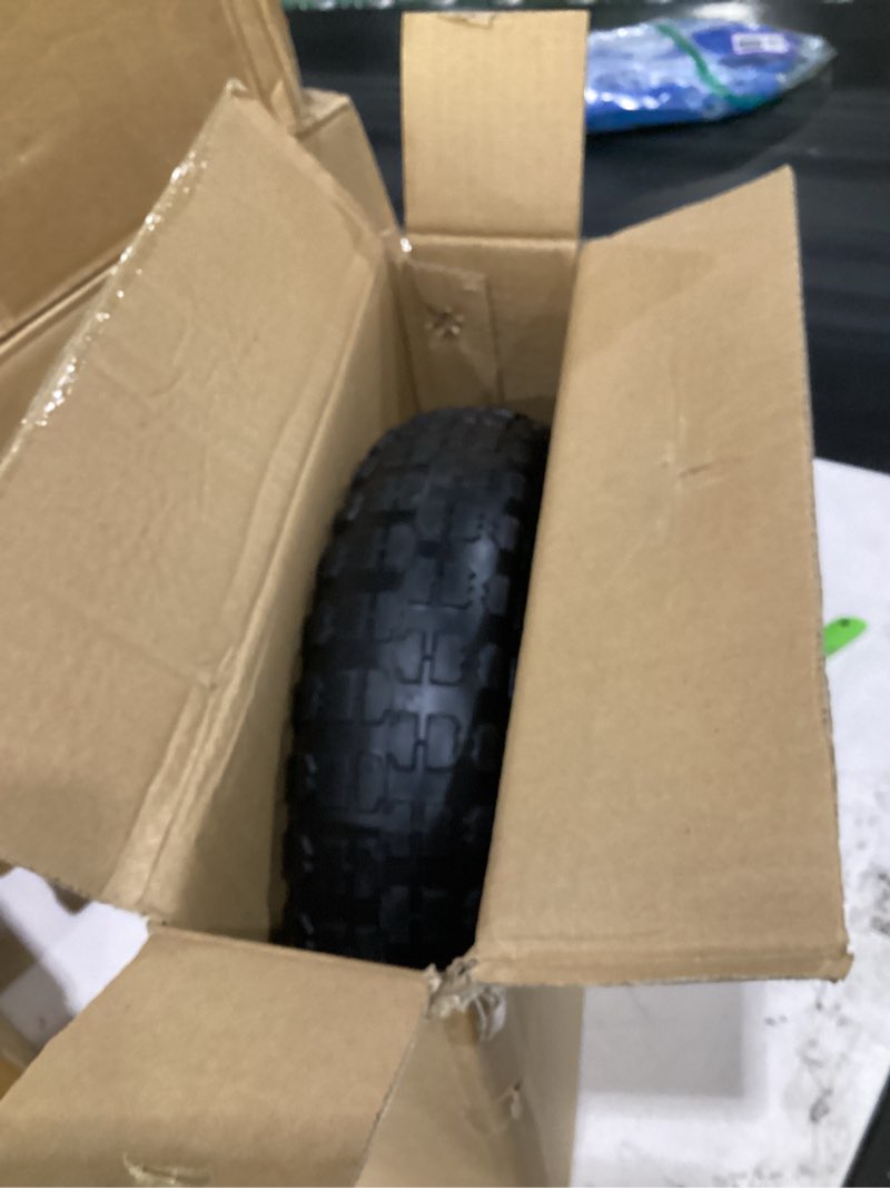 Condition photo showing Good Condition for taifa 1 pc 13 inch rubber solid flat free replacement tires and wheels 4.00-6 with 5/8'' axle bore hole, air less wheel for wheelbarrow/wagon/hand truck/trolley/garden scooter etc. 13x400-6pu-bigf-1pack