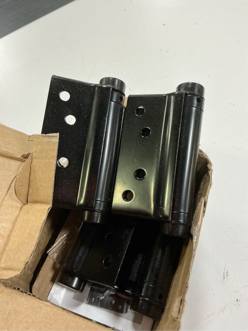 Condition photo showing As Is for 3" double action spring hinges, self closing door hinges for saloon cafe pub swinging doors, 201 stainless steel, including pins and screws, 4-pack