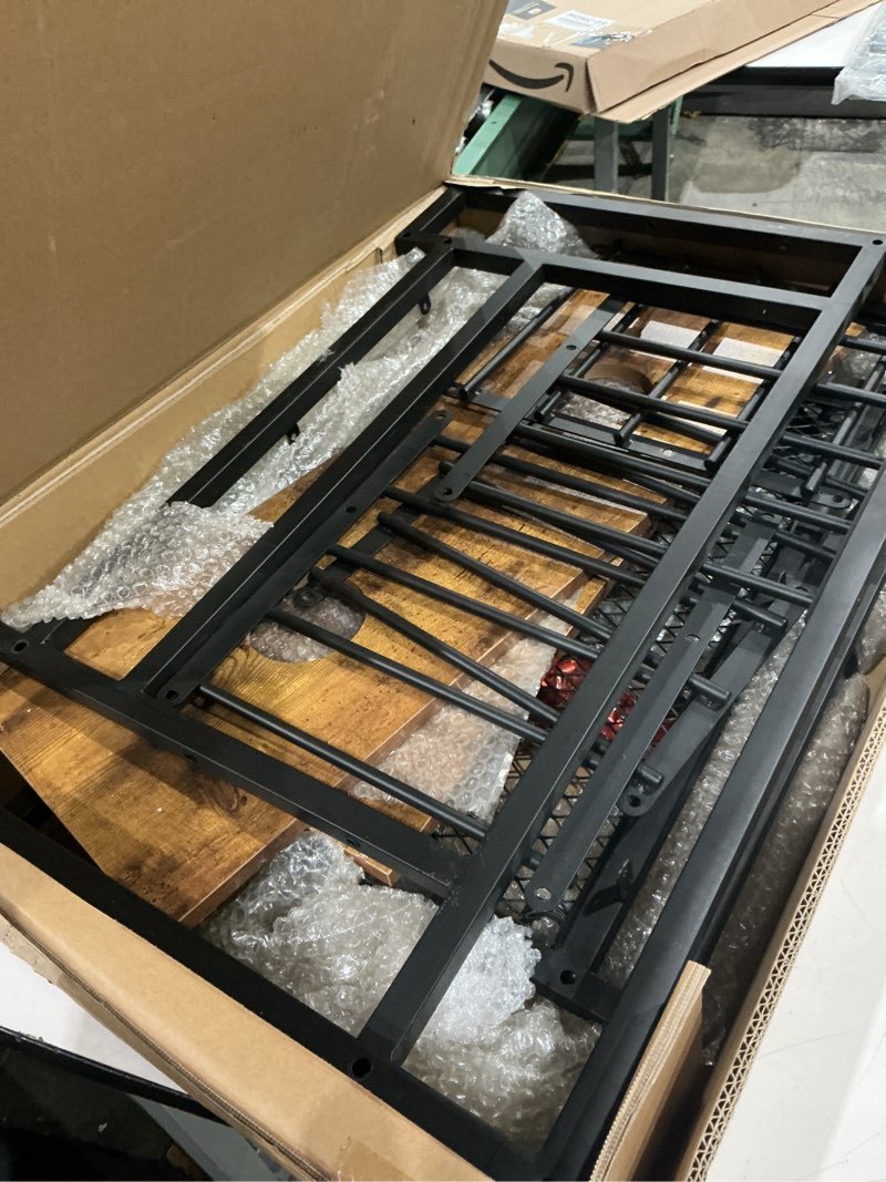 Condition photo showing As Is for wall mounted wine rack dual wood shelves 2 in 1 industrial metal frame wine bar rack, ceiling or wall mount, customizable spotlight system (bulbs not included)