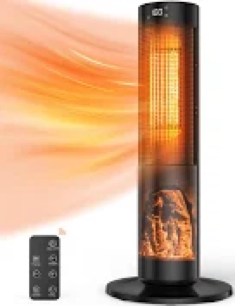 Space Heater for Indoor Use, 34" Space Heater for Large Room, 1500W Tower Heater with Remote, Adjust