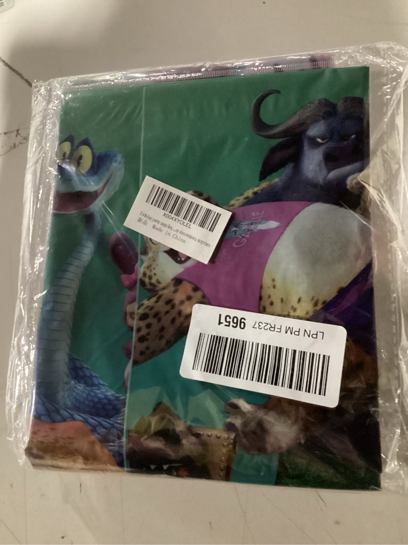 Condition photo showing Good Condition for Zootopia Birthday Party Decorations Set - 1 Backdrop (39" x 59"), 1 Big Topper, 1 Tablecloth, 15 Birthday Banner, 24 Cupcake Toppers, 16 Balloons, 6 Hanging Swirls - JungleThemed Game Celebration