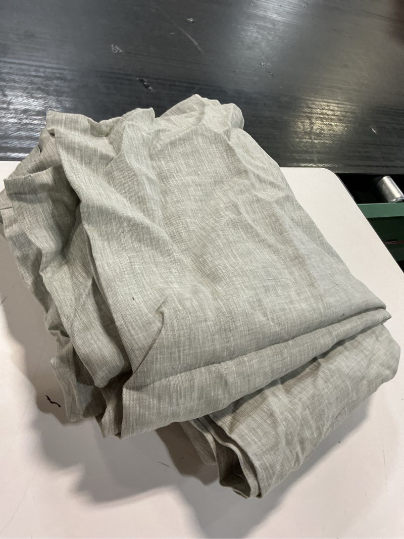 Condition photo showing As Is for european linen curtain, 48x96, sage ( 1 panel