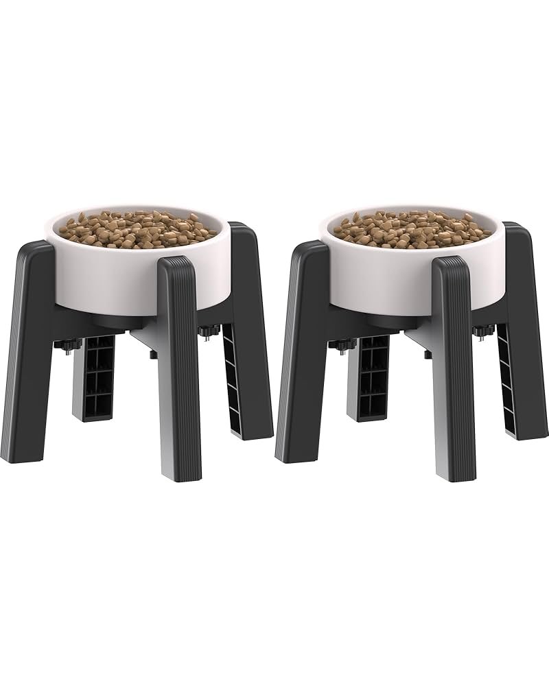 CZPET Dog Bowl Stand with Adjustable Height and Width [2 Pack, Stand Only], Elevated Pet Water & Foo