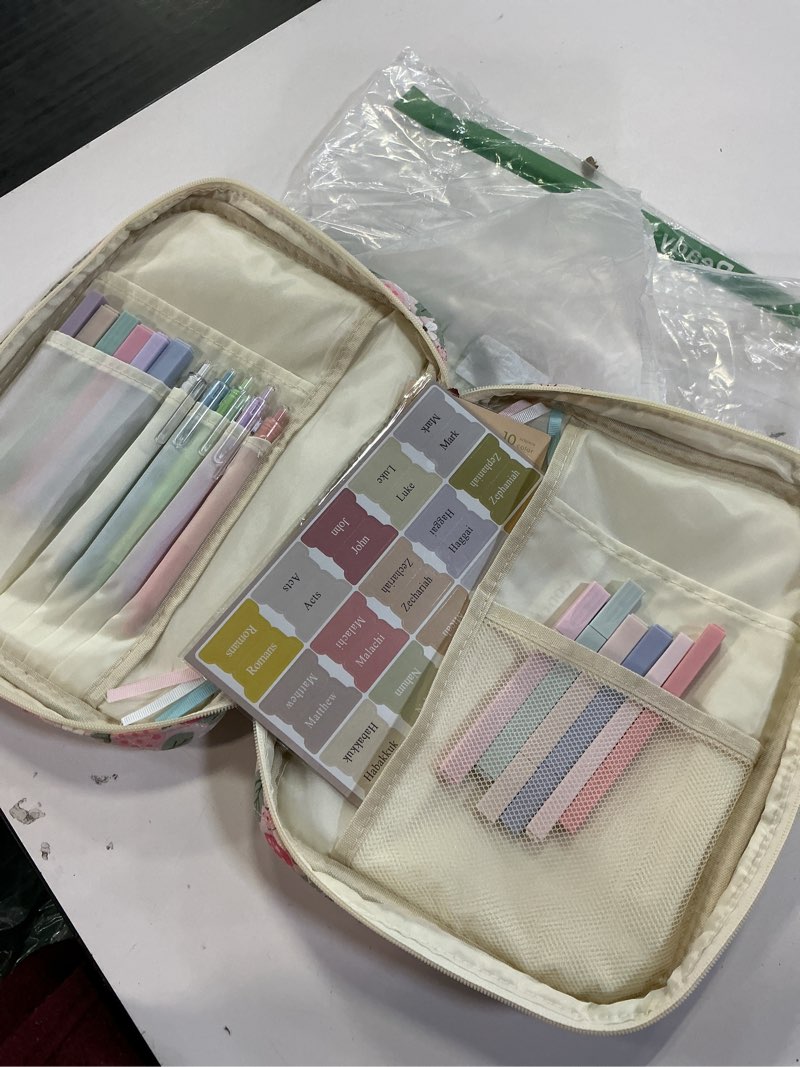 Condition photo showing Good Condition for Bible Cover Case for Women Large Bible Cover with Durable Handle Quilted Bible Carrying Case for Girls Bible Study Supplies Accessories (Strawberry Garden, Strawberry Garden) Strawberry Garden Strawberry Garden