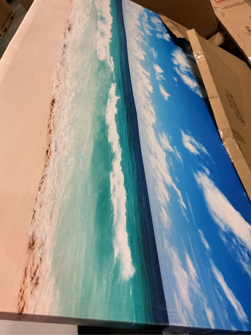 Condition photo showing New/Like New for XXMWallArt FC2475 Seascape Canvas Art - Tropical Paradise Beach With White Sand and Coco Palms - Summer Beach Nature Pictures for Living Room, Bedroom, Home and Office Wall Decor 60"L x 30"W Beach