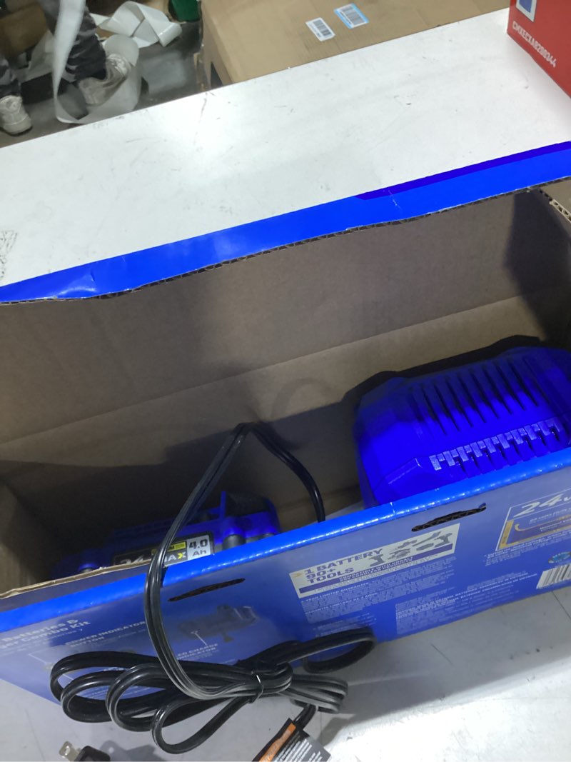 Condition photo showing As Is for kobalt 24-v 1 lithium-ion battery and charger (4 ah)