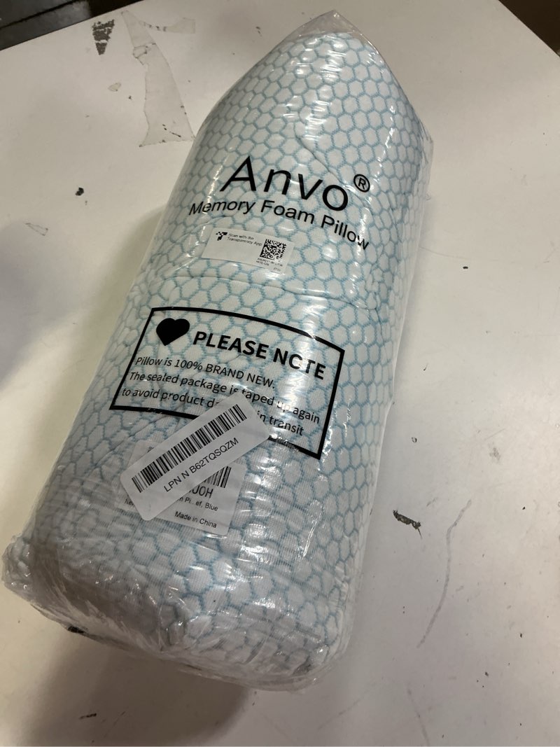 Condition photo showing Good Condition for anvo memory foam pillow, neck contour cervical orthopedic bed pillow for sleeping side back stomach sleeper, ergonomic design for neck and shoulder pain relief, blue white, firm blue white firm - standard (24 x 13.4 x 4.7 inches)