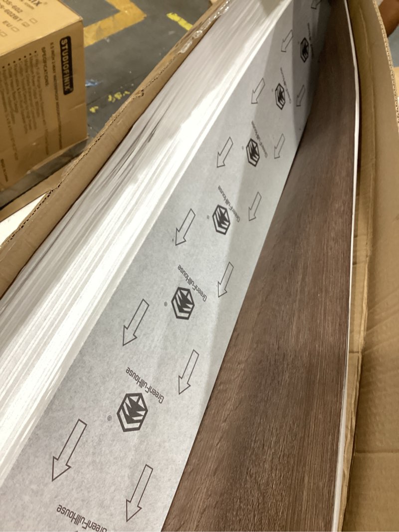 Condition photo showing Good Condition for vinyl flooring laminate flooring with dark brown wooden grain effect 2 mm thick 36 planks anti sctrach for office living room self-adhesive floor planks (54 sq.ft,dark brown)