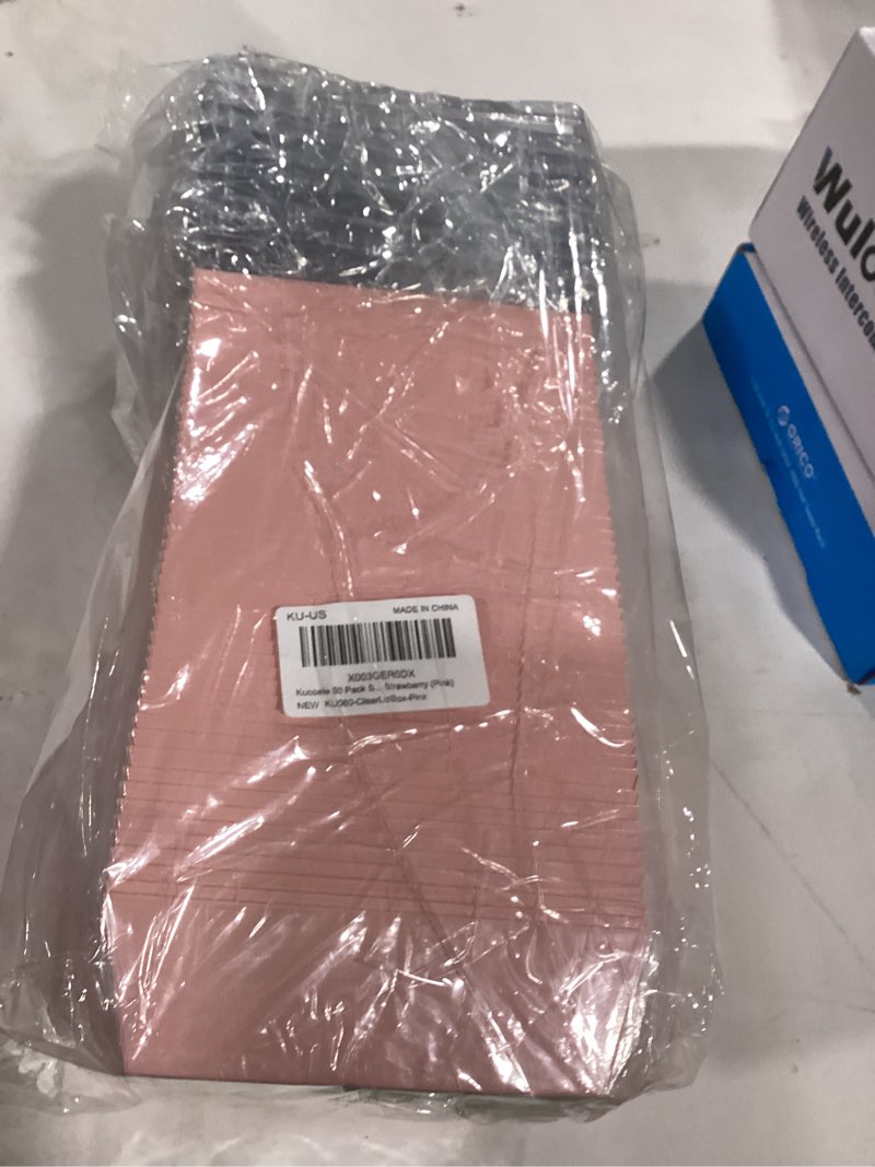 Condition photo showing Good Condition for Kucoele 50 Pack Small Charcuterie Boxes with Clear Lids, 4 Inches Paper Bakery Boxes Dessert Boxes Disposable To Go Food Containers for Cookie, Cake Slice, Mini Cake, Chocolate Strawberry (Pink) Pink 50