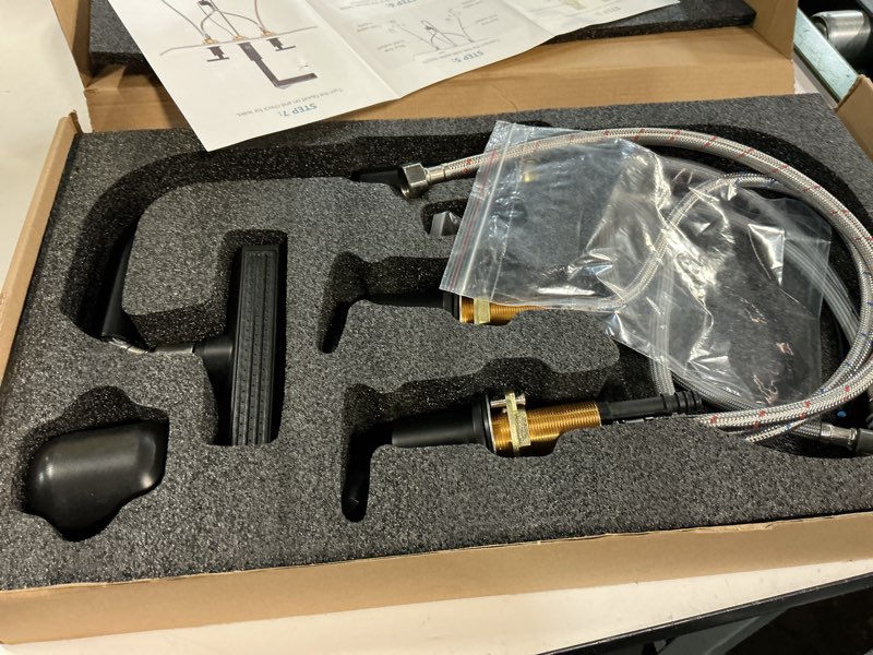 Condition photo showing Good Condition for Lefton Waterfall Pull-Out Bathroom Faucet 3 Hole with Temperature Display in Fahrenheit (Battery-Free), 8-inch Widespread Vanity Faucet for Bathroom Sink with 2 Handles, Matte Black, BFWS2401-3