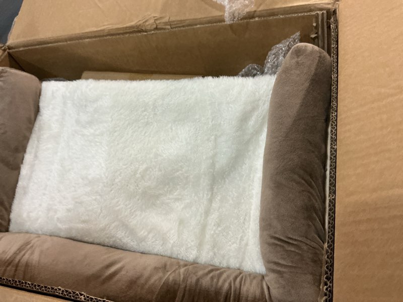 Condition photo showing Good Condition for Zakkart Cat Perch for Window Sill with Bolster - Orthopedic Hammock Design with Premium Hardwood & Robust Metal Frame - Cat Window Seat for Large Cats and Kittens - Natural Color Wood Brown Bed, 24''W Natural Color Wood with Brown Bed 24''L x 15''W