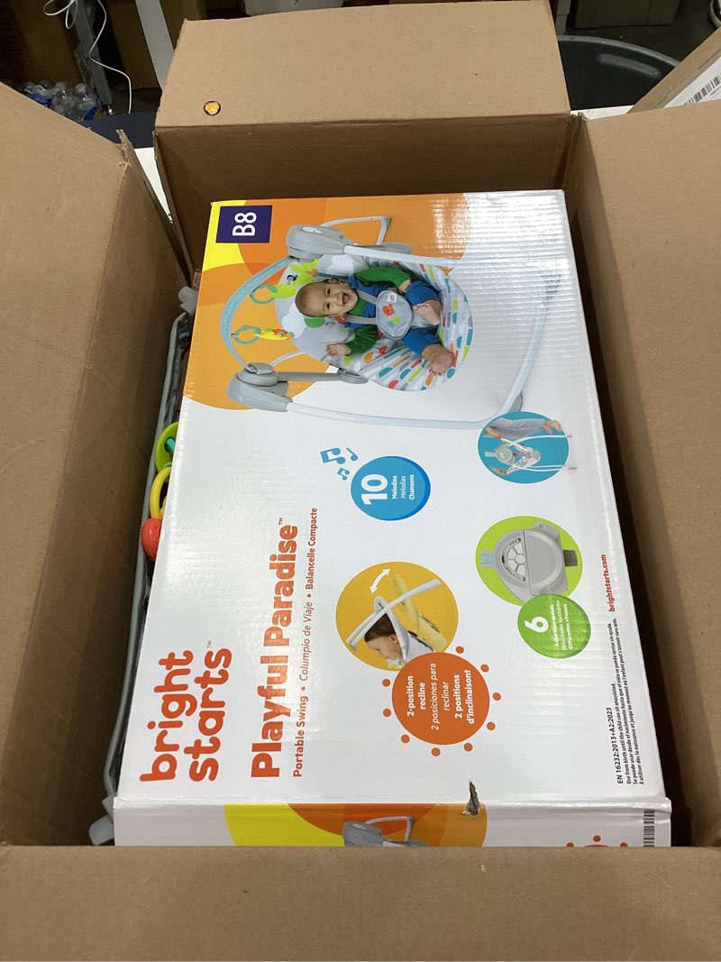 Condition photo showing Good Condition for Bright Starts Playful Paradise Portable Compact Automatic Baby Swing with Music, Unisex, Newborn +