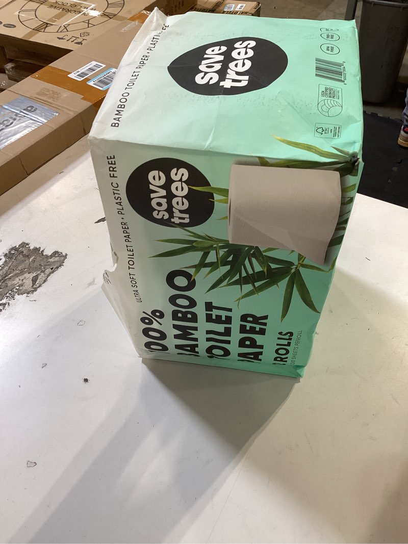 Condition photo showing Good Condition for save trees bamboo toilet paper - 12 rolls of organic toilet paper, 3-ply, 300 sheets per roll - pfas free, fsc certified, plastic free, vegan & chemical free bamboo tp