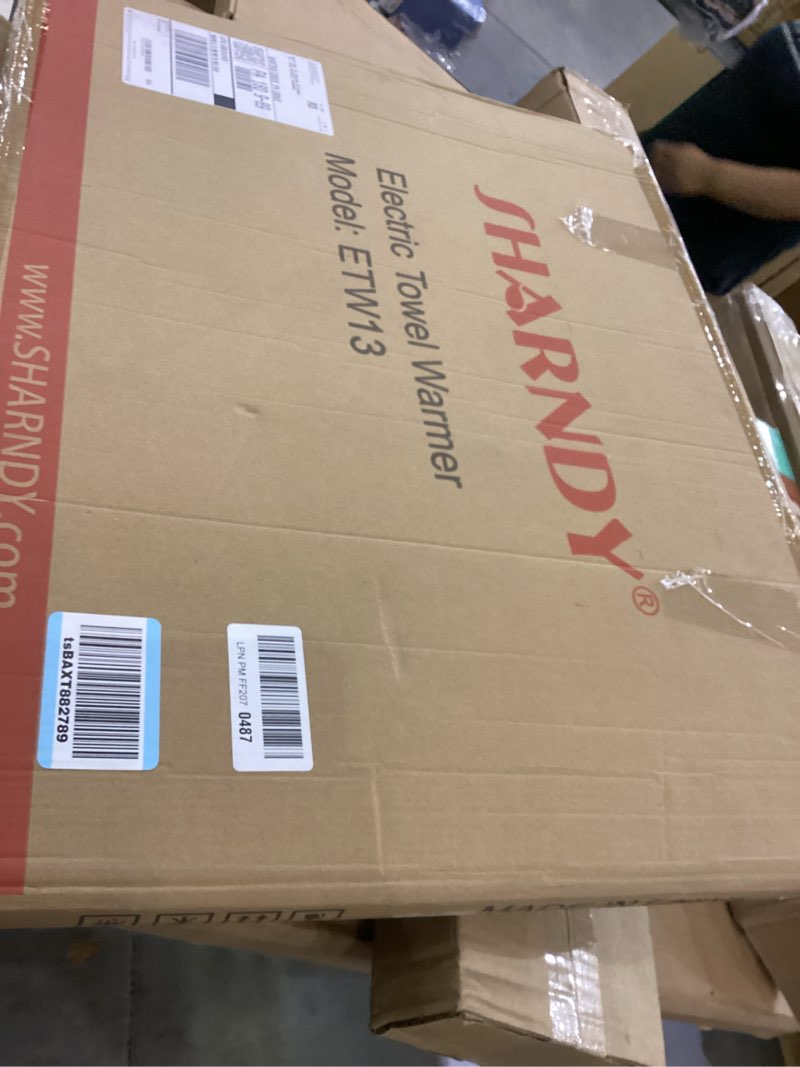 Condition photo showing As Is for Electric Towel Warmer with Built-in Timer - Wall Mounted Heated Towel Rack Bathroom, Plug-in Design & Brushed Stainless Steel Square Brushed With Timer 6 Bar