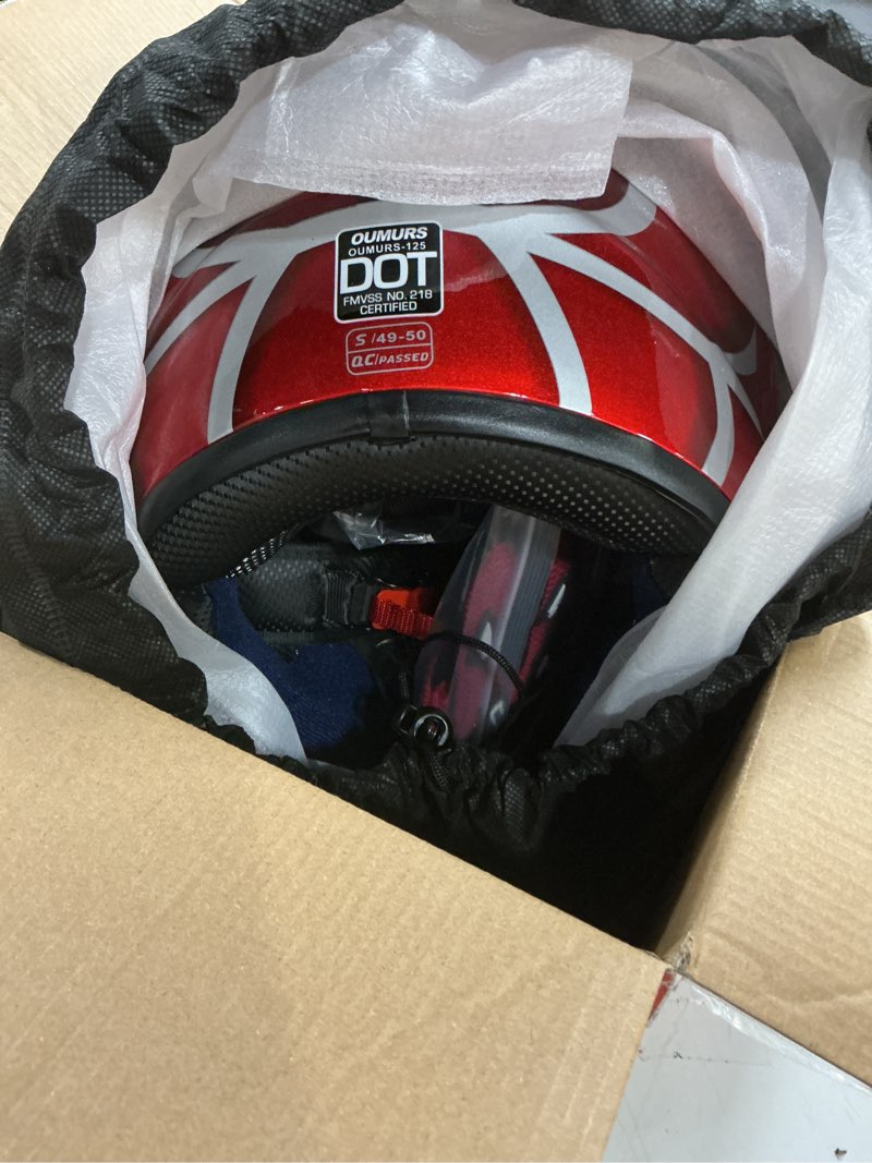 Condition photo showing New/Like New for Youth Dirt Bike Helmet DOT Certified for Boys & Girls Ages 5-14, Four Wheeler, Motocross, BMX, MX, UTV, Go Kart, Racing, Skateboard, Baseball Red Cobweb Small