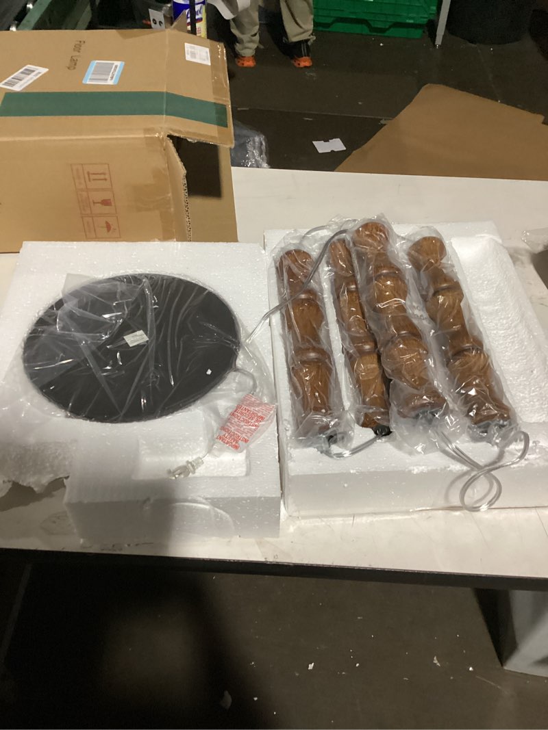 Condition photo showing Good Condition for BOBOMOMO 62" Rustic Floor Lamp for Living Room, Retro Farmhouse Floor Lamp Rotary Switch, Resin Standing Lamp for Living Room, Corner, Dining Room, Bedroom, House Light Walnut 62"