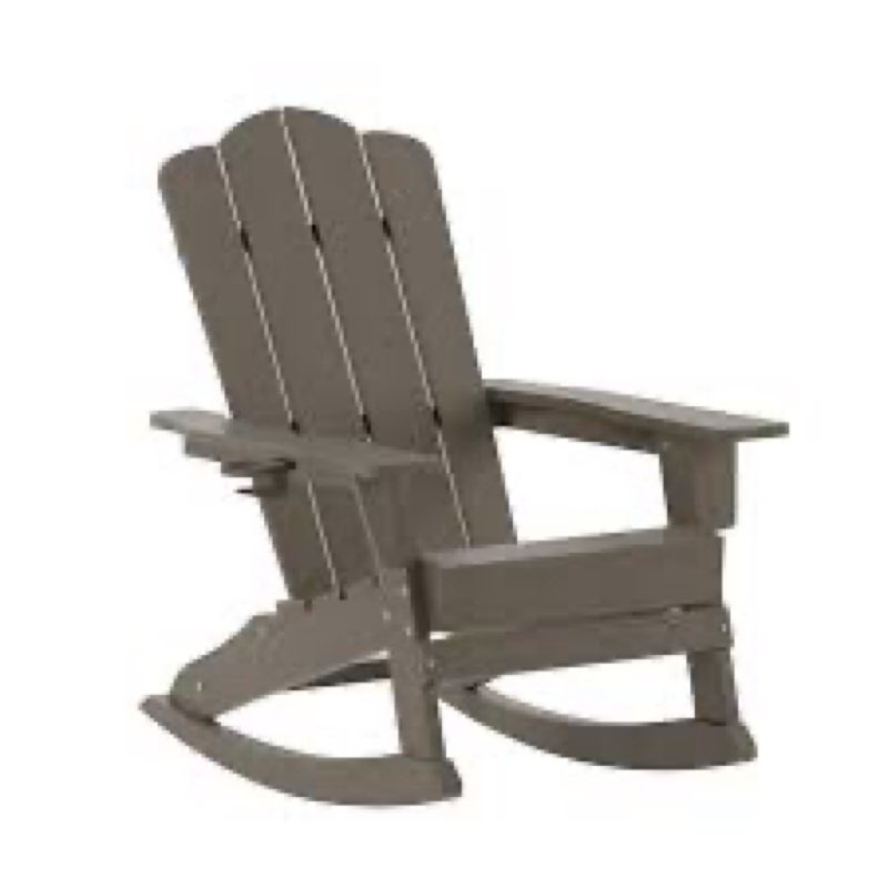 Adirondack Chair with Cup Holder and Pull Out Ottoman, All-Weather HDPE Indoor/Outdoor Chair