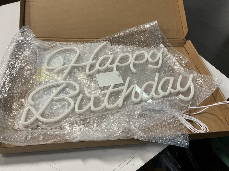 Condition photo showing Good Condition for (Similar to stock photo) Neon Happy Birthday Sign Wall Decoration Lights Wedding Bar Cafe Christmas Home Party Decoration Kids Gift with Dimmable Switch Reusable Happy Birthday LED Neon USB 16.5x10 Inch