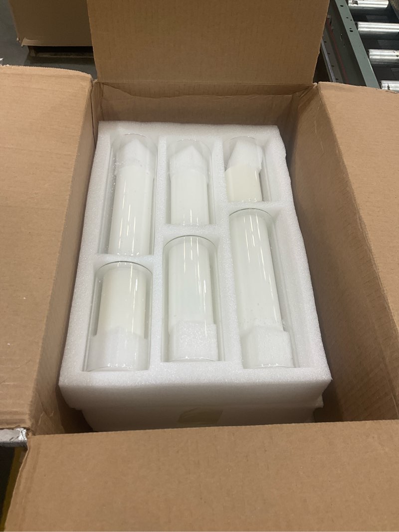 Condition photo showing Good Condition for 36 PCS White Pillar Candles with Glass Candle Holders Clear Hurricane Candle Holders Glass Cylinder Vases for Centerpieces Wedding Party, Event, Home Office (18 Candles+18 Candle Hoders)