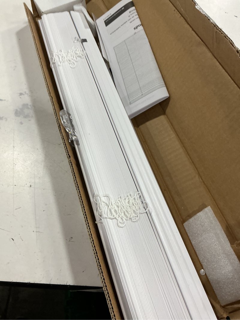 Condition photo showing New/Like New for Blinds for Indoor Windows 1" Vinyl L-Shaped Slats Cordless Mini Blinds for Home, 21" W × 36" H - White White 21" W × 36" H