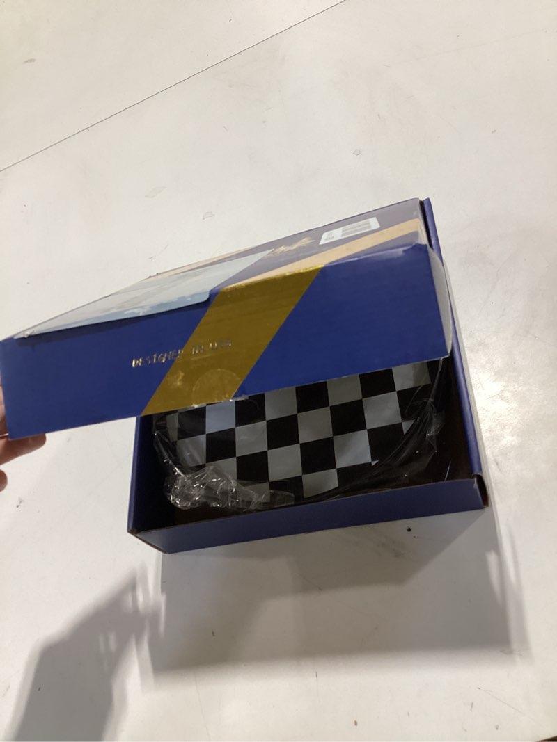 Condition photo showing New/Like New for Black and White Kitchen Lazy Susan Turntable – Checkered Round Decorative Tray, 9" Table Top Oak Wood Lazy Susan for Cookies, Dining Table Organizer, Small Kitchen Table Centerpiece Black & White 9 inches