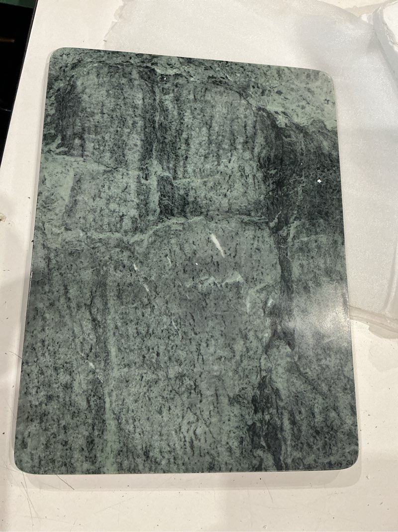 Condition photo showing Good Condition for marble cheese and pastry board 16 x 12 inch | natural carrara marble, cutting board and serving tray, for dough, bread, pizza, charcuterie, heavy, non-slip, gift-ready 16"l x 12"w green