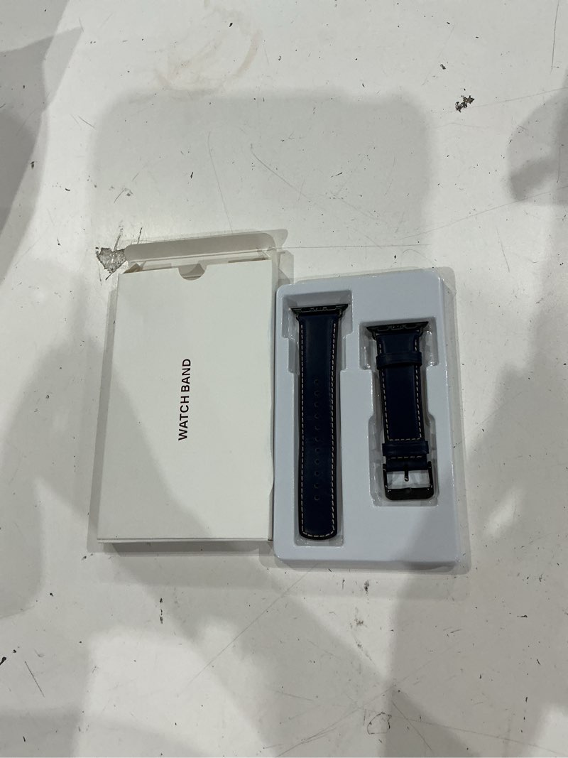 Condition photo showing New/Like New for sunfwr leather bands compatible with apple watch band 41mm 40mm 38mm 42mm(series 11 10) for men women, top grain genuine leather replacement strap for iwatch se 3 2 1, series 11 10 9 8 7 6 5 4 3 2 1 blue/black 41mm 40mm 38mm 42mm(series 11 10)