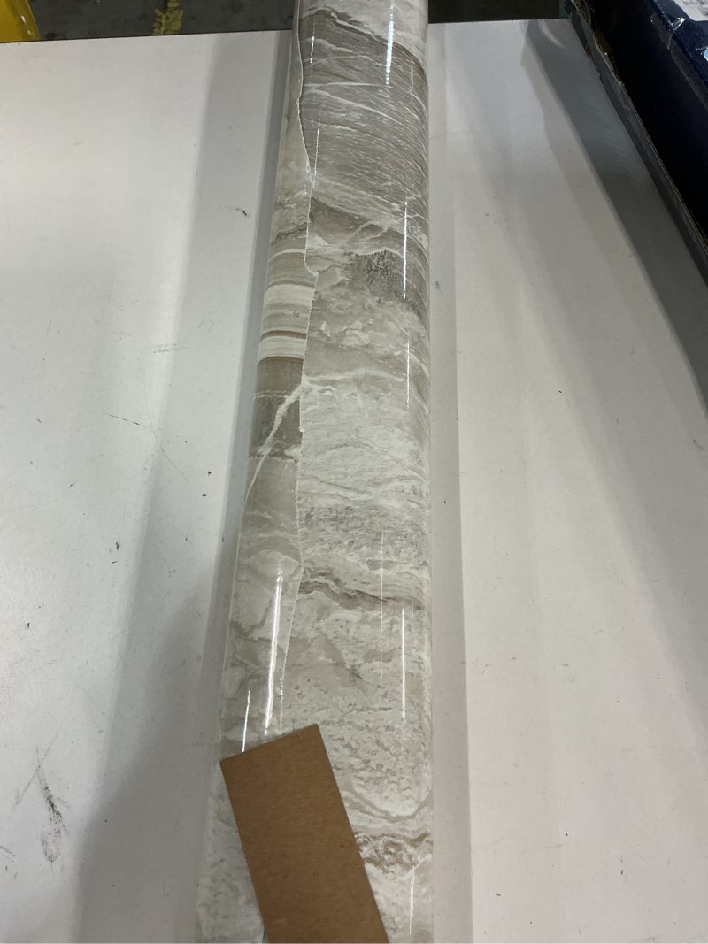 Condition photo showing As Is for CRE8TIVE 24"x118" Beige Gold Marble Contact Paper for Countertops Waterproof Glossy Liquid Marble Wallpaper Peel and Stick Countertops Removable Self Adhesive Vinyl Warp for Kitchen Bedroom Table Desk 24" x 118" Glossy Beige Gold