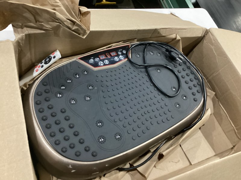 Condition photo showing As Is for eilison fitmaxx 3d xl vibration plate exercise machine - whole body workout vibration platform w/loop bands - lymphatic drainage machine for weight loss, shaping, recovery fitpro brown