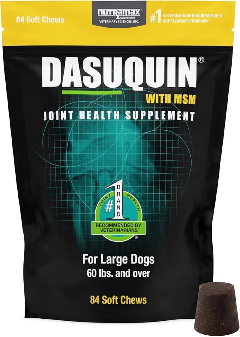 Nutramax Laboratories Dasuquin with MSM Joint Health Supplement for Large Dogs - With Glucosamine, MSM, Chondroitin, ASU, Boswellia Serrata Extract, and Green Tea Extract, 84 Soft Chews(( Expired Date /10/2026))