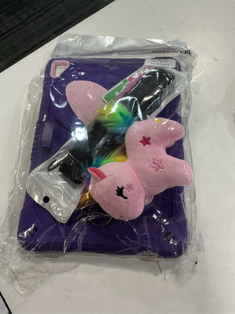 Condition photo showing Good Condition for VOFUOE for iPad 6th/5th Generation Case with Screen Protector for iPad 9.7 Case 2018 2017 Butterfly Stand Strap Dolls Pencil Holder Kids Girls Hard Cover for iPad Pro for iPad Air 2th 9.7''-Purple Purple Pink