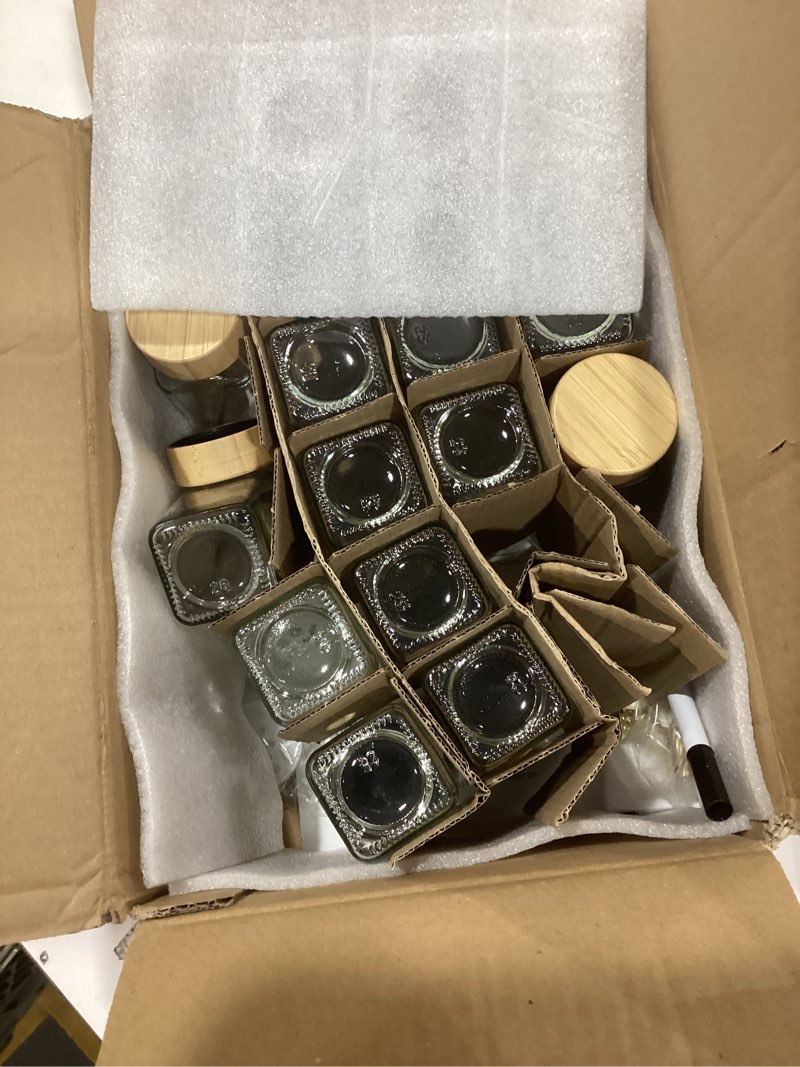 Condition photo showing Good Condition for AISIPRIN Glass Spice Jars with 398 Labels, 24 pcs 4oz Spice Containers with Bamboo Lids, Square Spice Bottles With Shaker Lids,Spice Organization for Cabinet,Drawer,Rack,Seasoning Organizer Square - Thick Glass