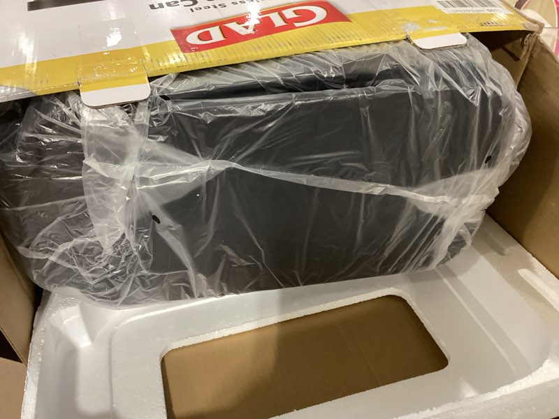 Condition photo showing Good Condition for glad slim trash can with clorox odor protection - narrow kitchen garbage bin with soft close lid, step on foot pedal and waste bag roll holder, stainless steel, 12 gallon/45 liter