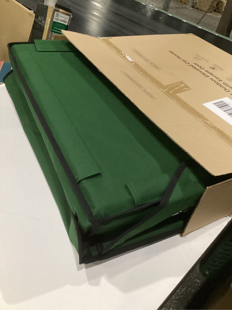 Condition photo showing Good Condition for heated cat house for outside with smart pet camera, highly elevated with escape door, insulated waterproof outdoor cat house shelter for feral stray barn cat (army green, 25.6"x16.5"x18.5") army green 25.6"x16.5"x18.5"