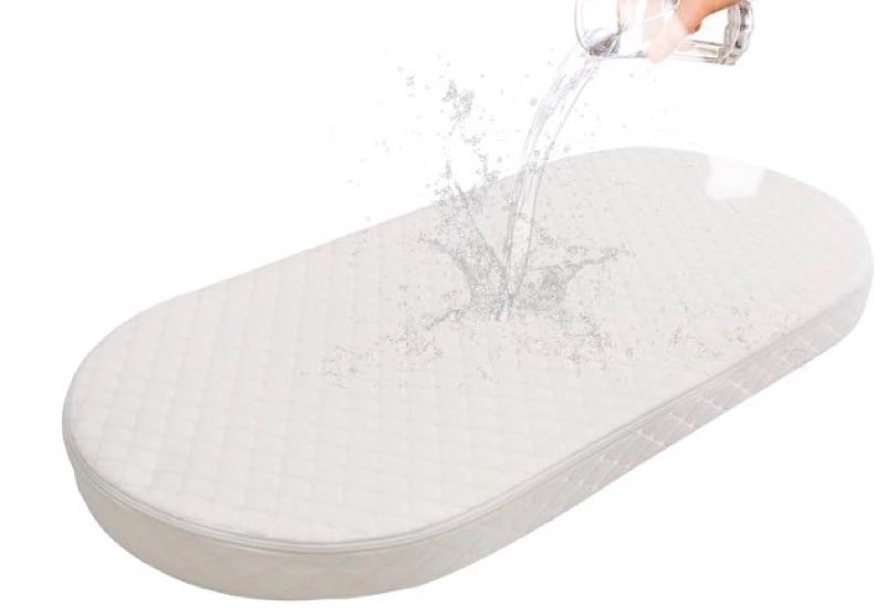 bassinet mattress pad compatible with dream on me karley bassinet, breathable, premium foam, hypoallergenic, non-toxic, oval shaped with removal waterproof cover, 16" x 32" x 2''