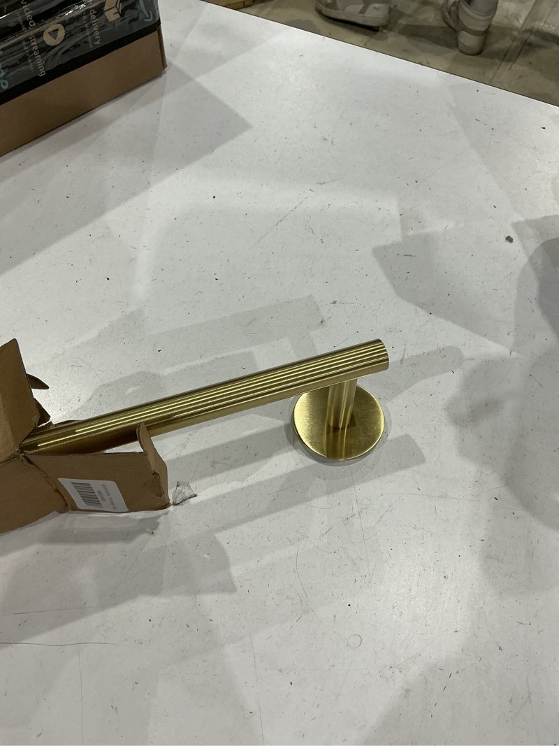 Condition photo showing Good Condition for self adhesive bath towel bar, thicken stainless steel shower towel rack holder wall mounted for bathroom, 23.6-lnch overall length-21-lnch usable hanging space (1 pack, brushed gold) brushed gold 23.6 inch