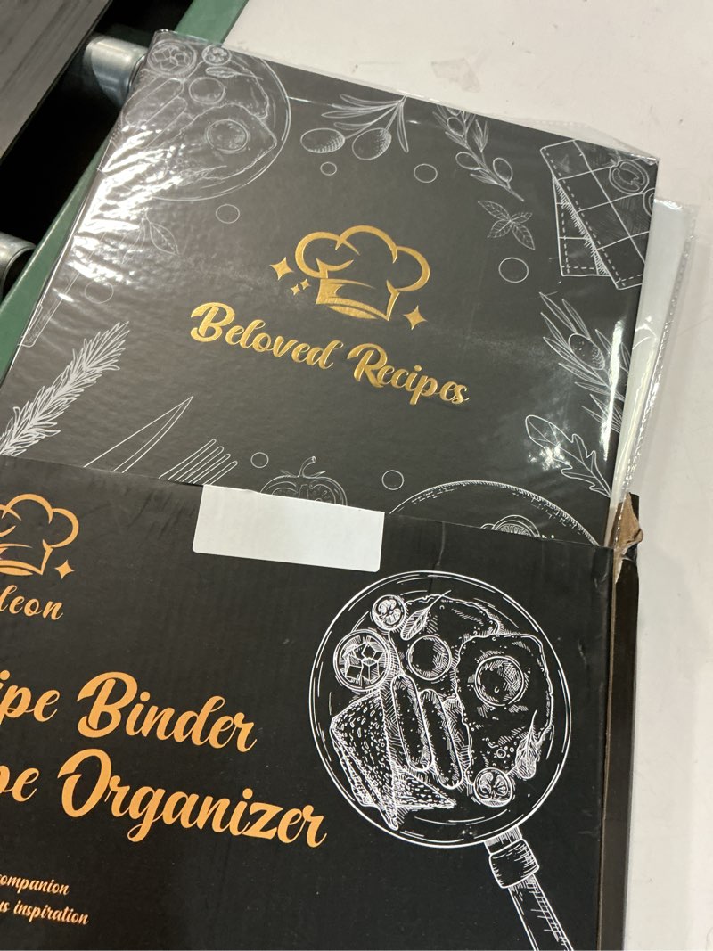 Condition photo showing Good Condition for recipe binder 8.5"x11" 3 ring set, waterproof full recipe book binder with plastic sleeves, recipes, dividers & labels, blank recipe card book to write in your own recipes ?blackboard painting