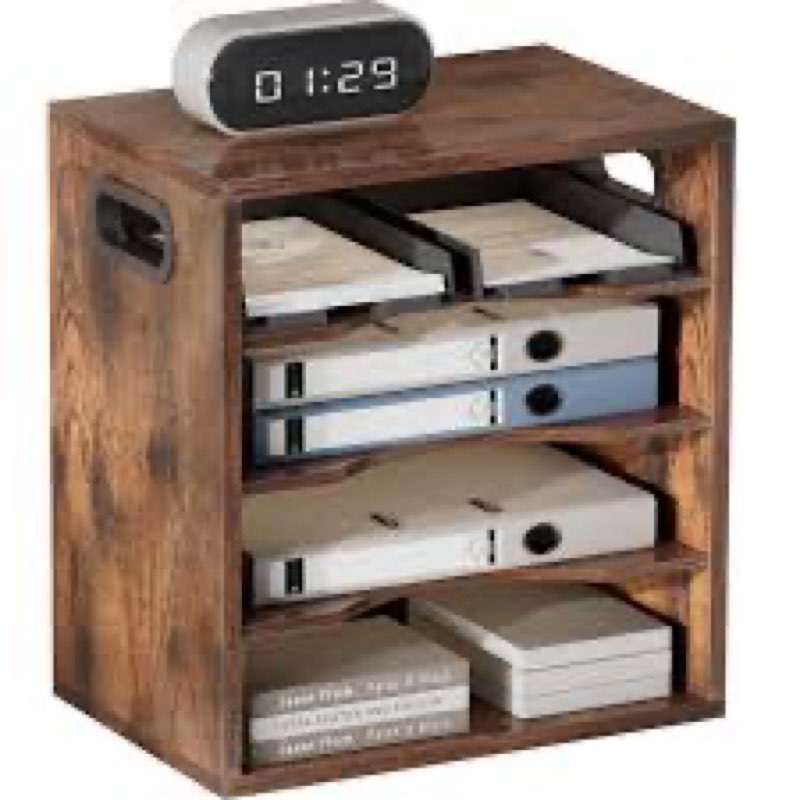 HavenlyYouth Vintage Wood File Organizer Desktop-14.5’’ Document Letter Mail Tray Sorter with 3 Adju